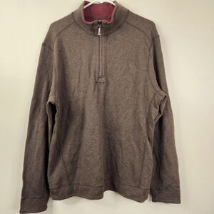 Tommy Bahama Mens Reversible 1/4 Zip Long Sleeve Mock Neck Pullover Large
